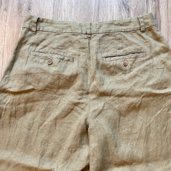 Madewell The Harlow Wide-Leg Pant 100% Linen in Olive Green Size 14 Petite - Picture 13 of 13